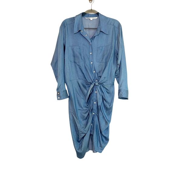Veronica Beard Dresses & Skirts - Veronica Beard Sierra Ruched Mini Dress Long Sleeves Pearl Snap Size 10 Western